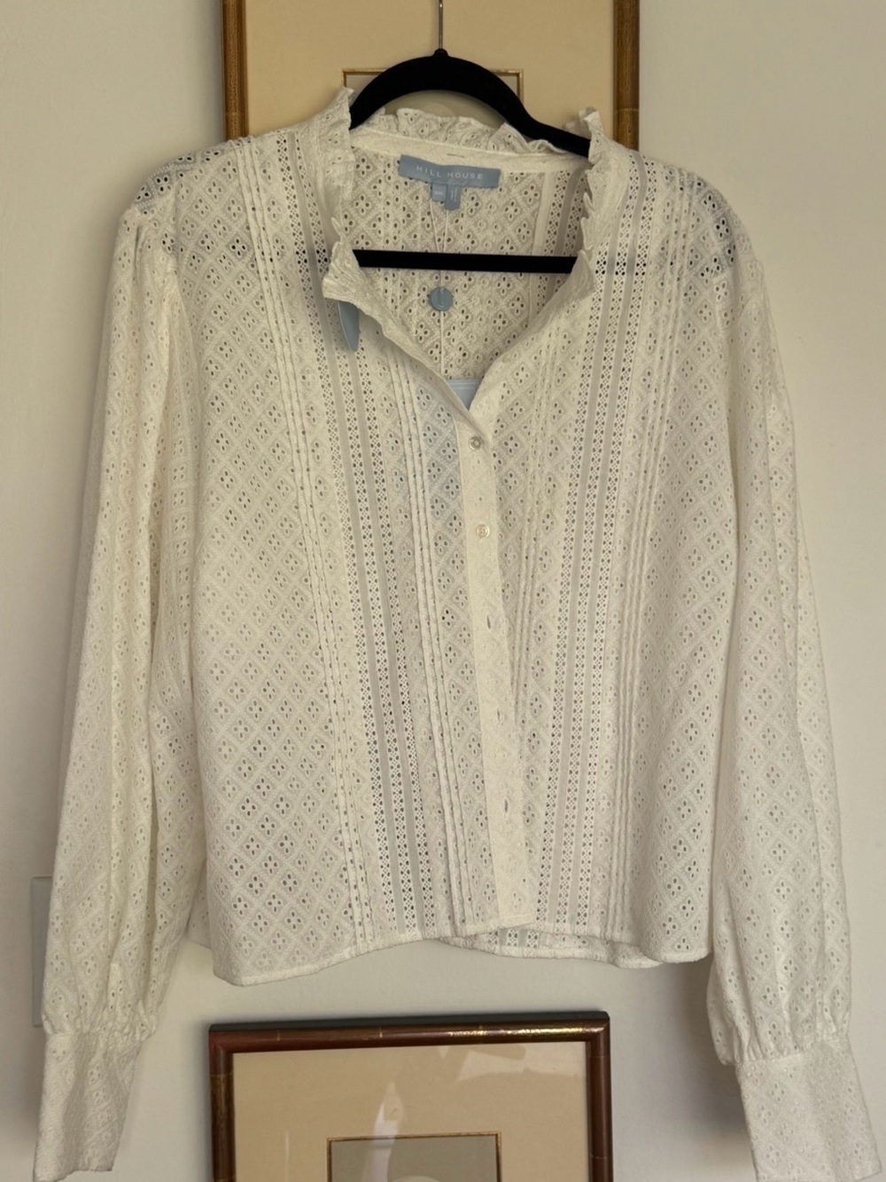 Hill House Home White Eyelet Button-Front Blouse by